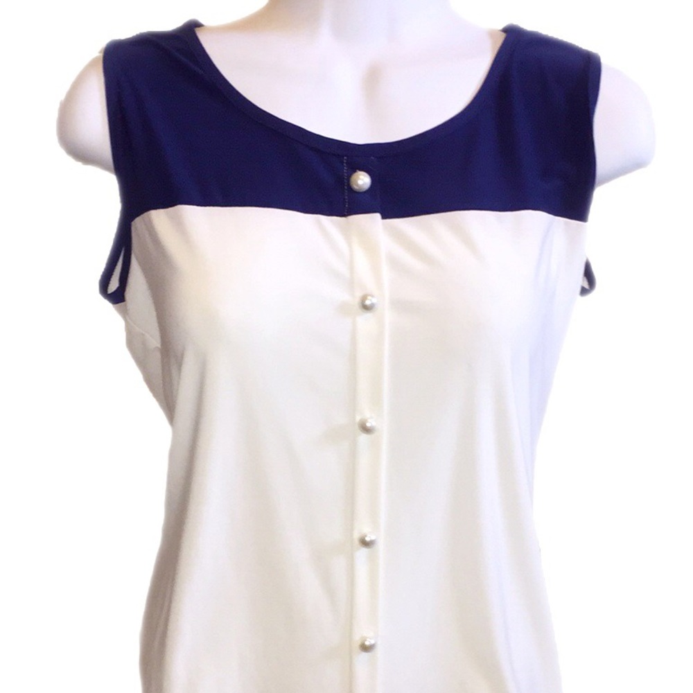 Claudia Richard Preppy Blue White Tank Pearl